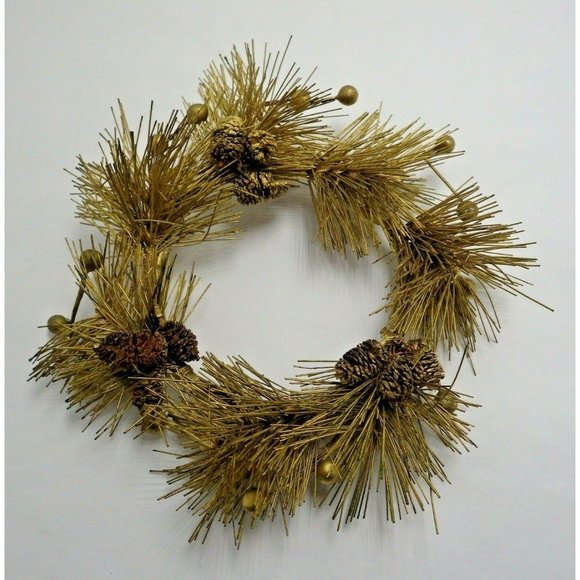 Candle Ring Gold Pine cone Needles Vintage - Picture 1 of 3